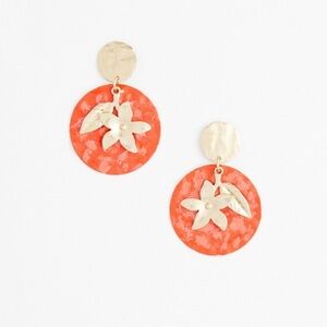Chico’s NO Droop orange leaf drop earring size 2.5”